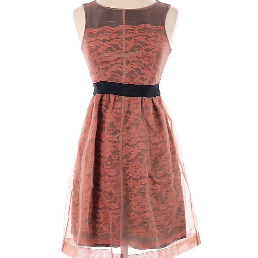 Anthropologie orange lace dress